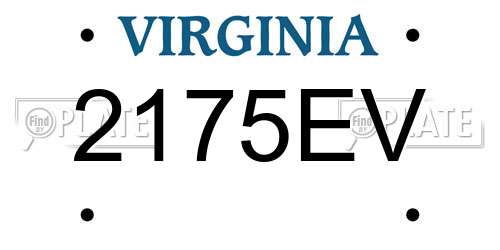 2175EV Virginia License Plate