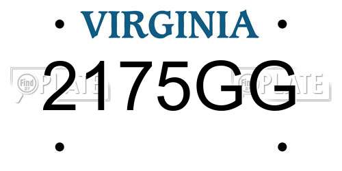 2175GG Virginia License Plate