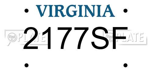 2177SF Virginia License Plate