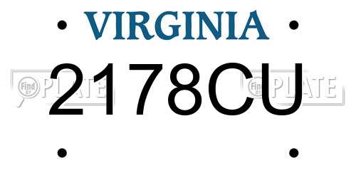 2178CU Virginia License Plate
