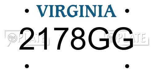 2178GG Virginia License Plate
