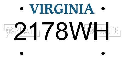2178WH Virginia License Plate