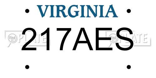 217AES Virginia License Plate
