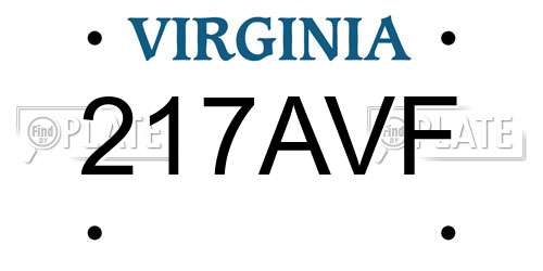 217AVF Virginia License Plate