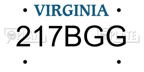 217BGG Virginia License Plate