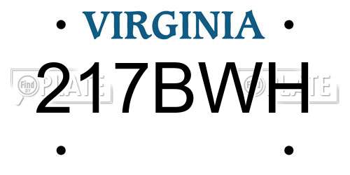 217BWH Virginia License Plate