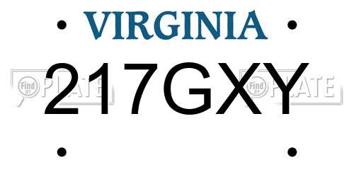 217GXY Virginia License Plate