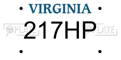 217HP Virginia License Plate