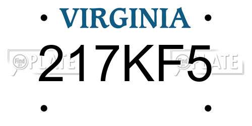 217KF5 Virginia License Plate