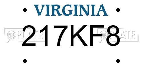 217KF8 Virginia License Plate