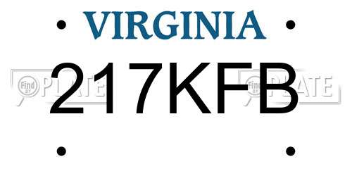 217KFB Virginia License Plate