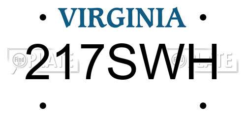 217SWH Virginia License Plate