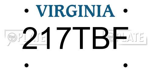 217TBF Virginia License Plate
