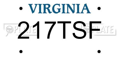 217TSF Virginia License Plate
