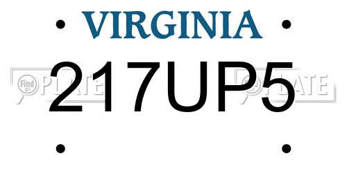217UP5 Virginia License Plate