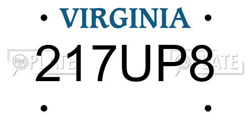217UP8 Virginia License Plate