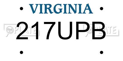 217UPB Virginia License Plate