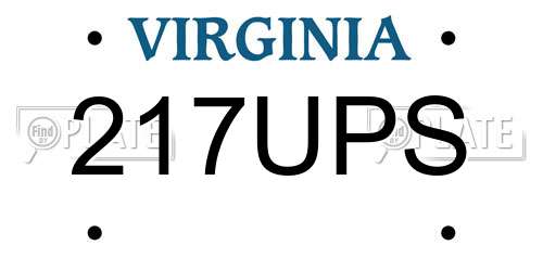 217UPS Virginia License Plate
