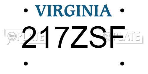 217ZSF Virginia License Plate