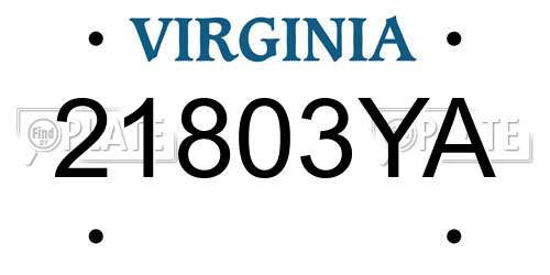 21803YA Virginia License Plate