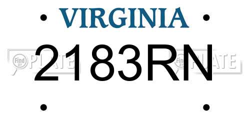 2183RN Virginia License Plate