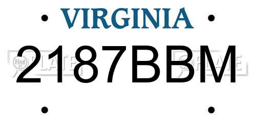 2187BBM Virginia License Plate