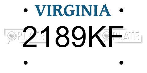 2189KF Virginia License Plate