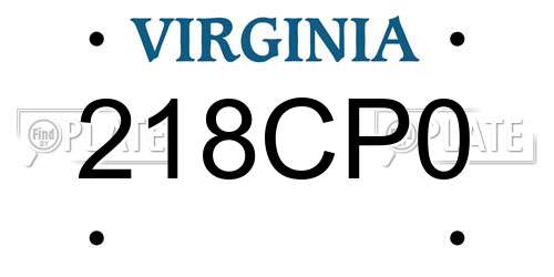 218CP0 Virginia License Plate