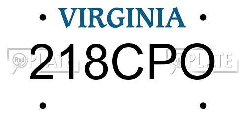 218CPO Virginia License Plate