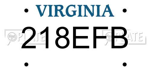 218EFB Virginia License Plate