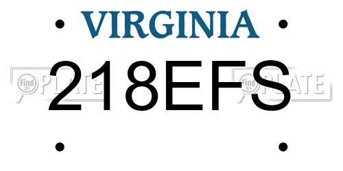 218EFS Virginia License Plate