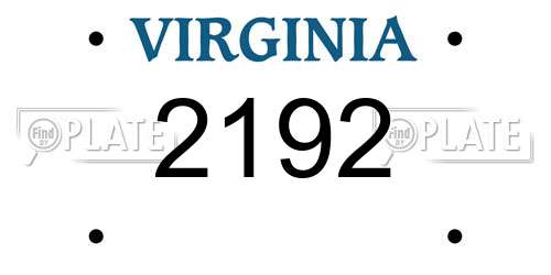 2192 Virginia License Plate