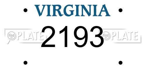 2193 Virginia License Plate