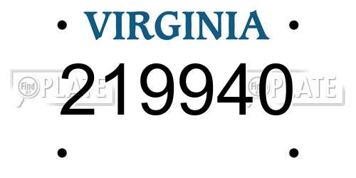 219940 Virginia License Plate