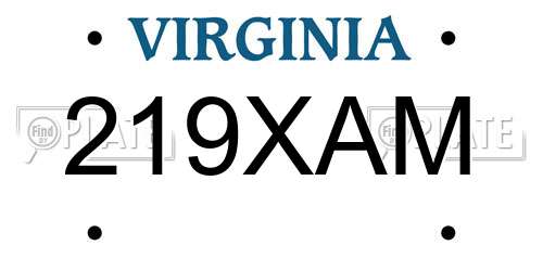 219XAM Virginia License Plate