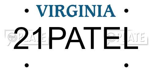 21PATEL Virginia License Plate