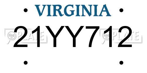 21YY712 Virginia License Plate