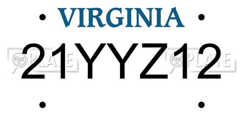 21YYZ12 Virginia License Plate
