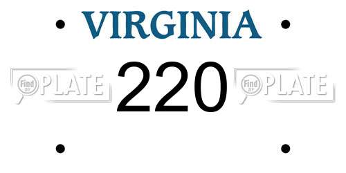 220 Virginia License Plate