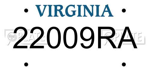 22009RA Virginia License Plate