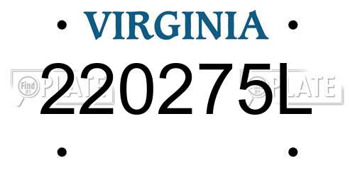 220275L Virginia License Plate