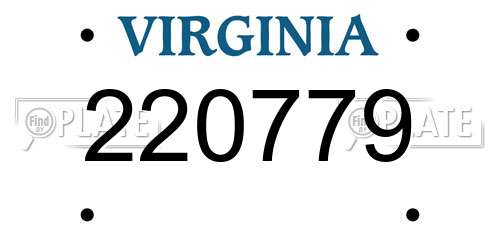 220779 Virginia License Plate