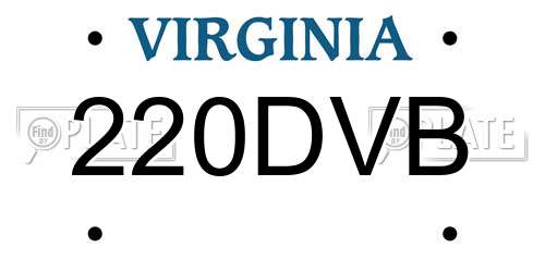 220DVB Virginia License Plate
