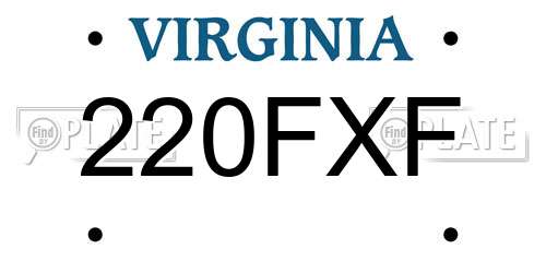 220FXF Virginia License Plate