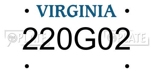 220G02 Virginia License Plate