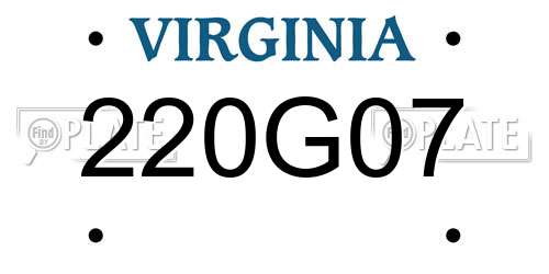 220G07 Virginia License Plate