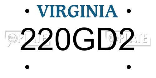 220GD2 Virginia License Plate
