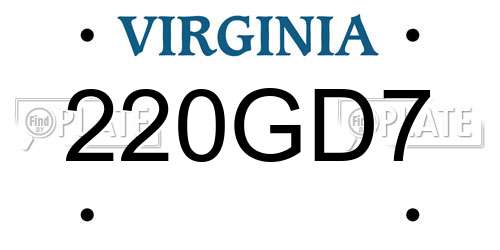 220GD7 Virginia License Plate