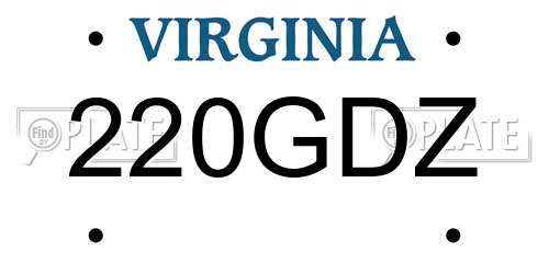 220GDZ Virginia License Plate