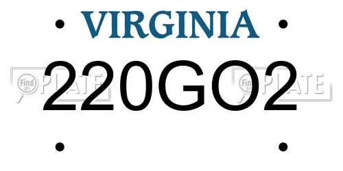 220GO2 Virginia License Plate